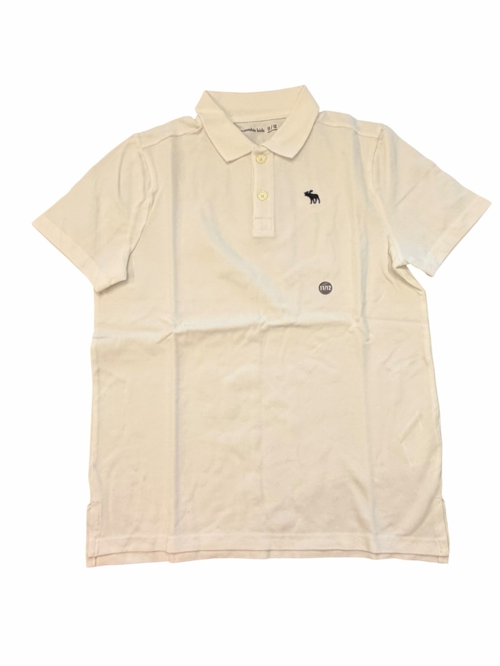 Abercrombie Kids Polo Shirt Boys White Short Sleeve Size 11/12 Large NEW Preppy